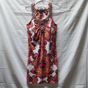 Sleeveless, Rhonestone Embelished Paisley dress, size PP